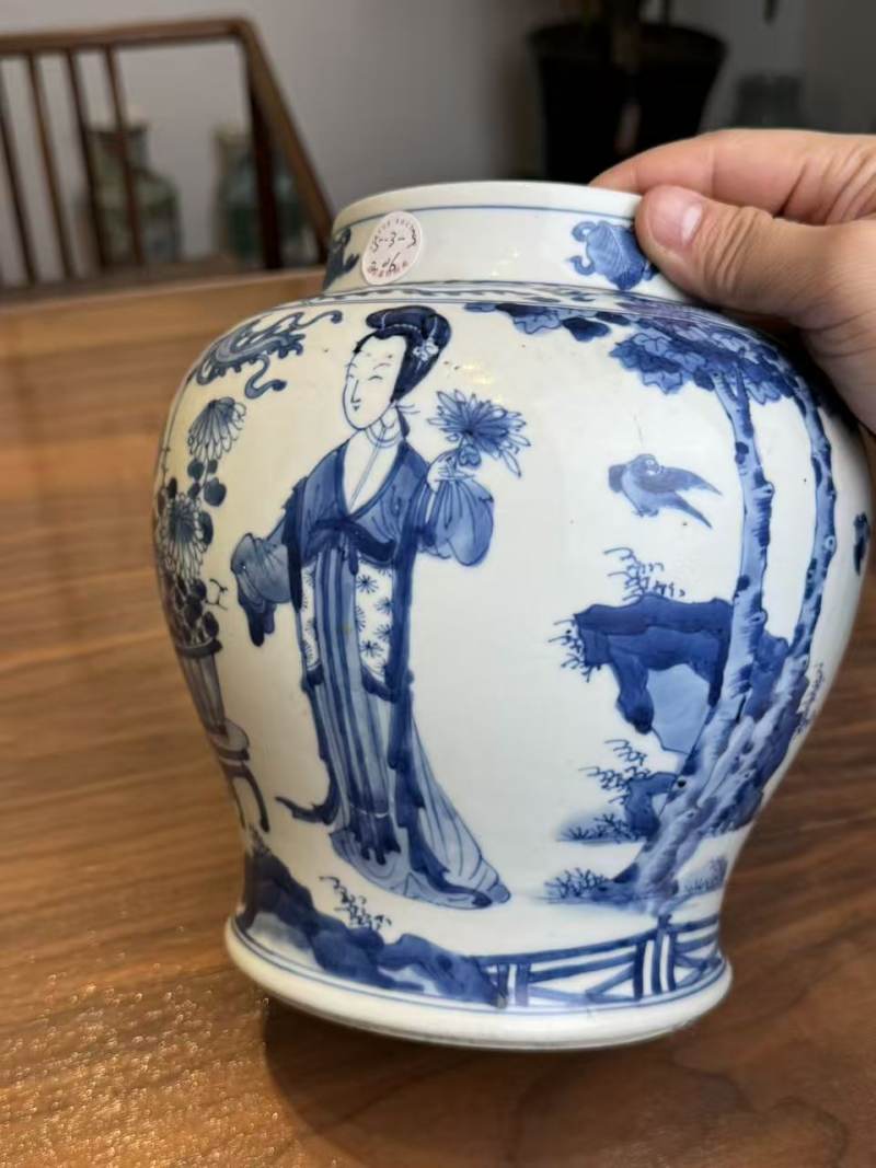 清康熙 青花四美图罐 - 图4