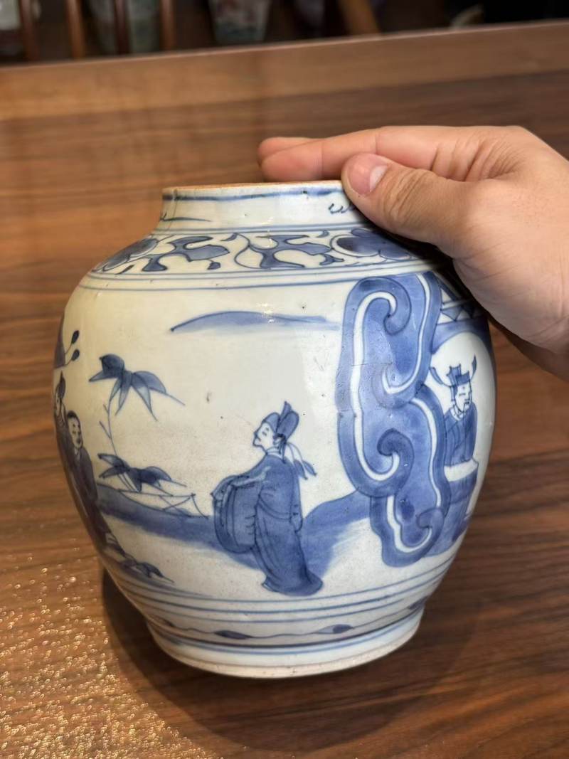 明天启 青花五子登科故事罐 - 图7