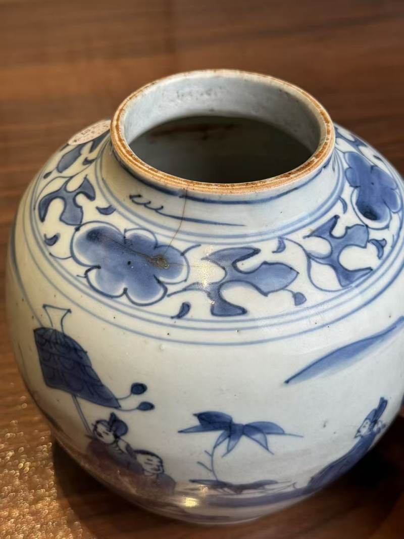 明天启 青花五子登科故事罐 - 图8