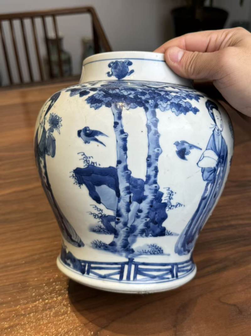 清康熙 青花四美图罐 - 图6