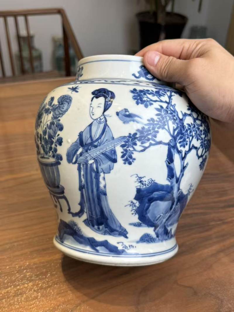 清康熙 青花四美图罐 - 图7