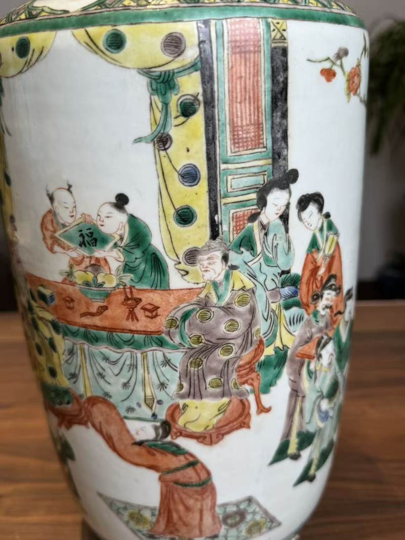 清晚期 五彩郭子仪祝寿棒槌瓶 - 图6
