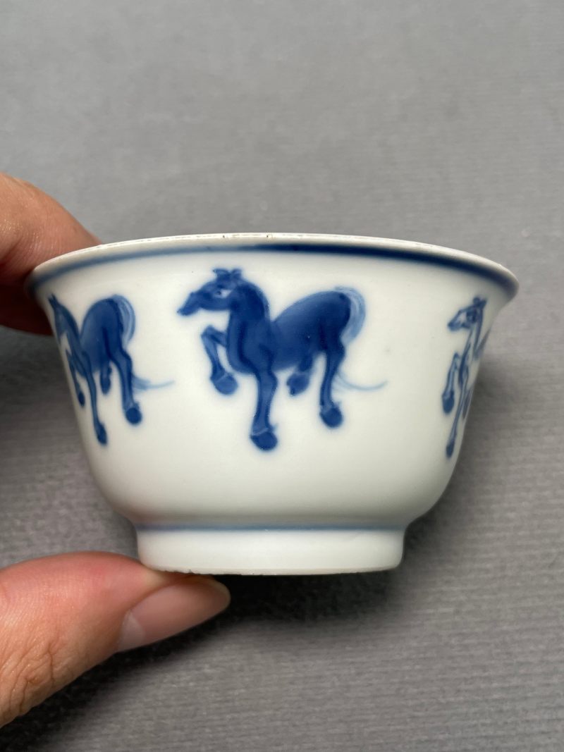 清康熙 青花骏马图杯碟一套 - 图27