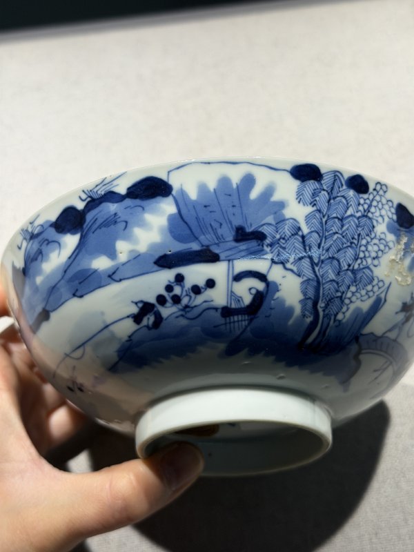 清代 青花人物故事及缠枝花卉纹碗一组六件 - 图22