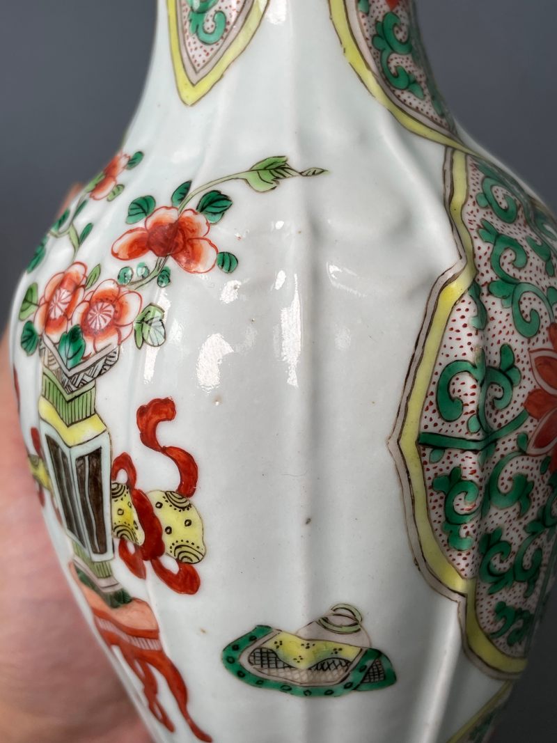 清晚期 五彩花鸟洗口瓶 - 图29