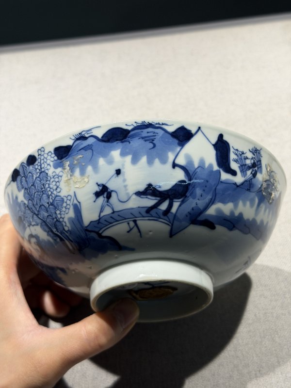 清代 青花人物故事及缠枝花卉纹碗一组六件 - 图23