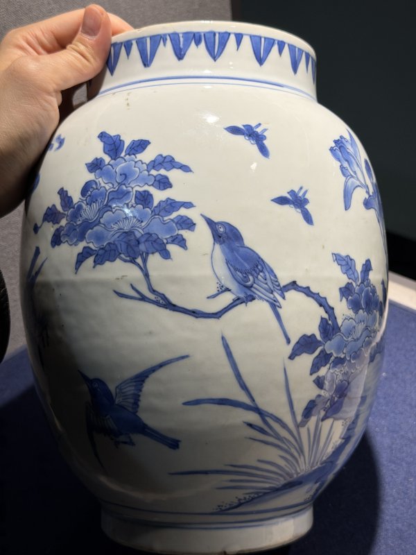 明崇祯 青花花鸟纹大莲子罐 - 图16