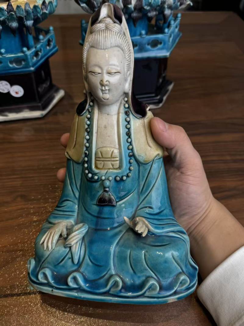 清早期 珐华观音座象一对 - 图2