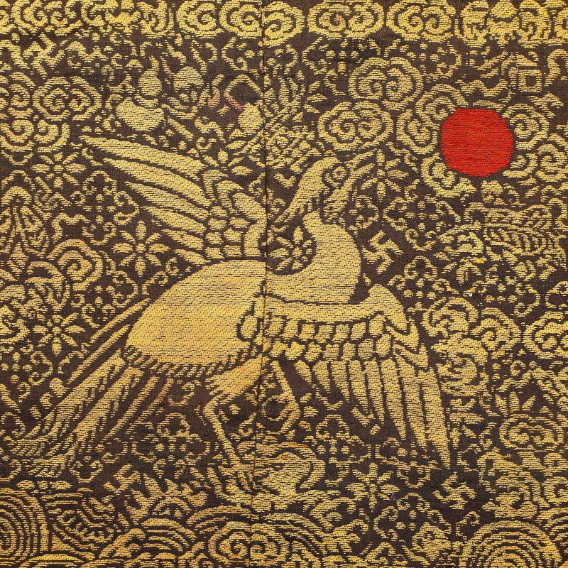 清光绪 织锦九品练雀补子一对 - 图8
