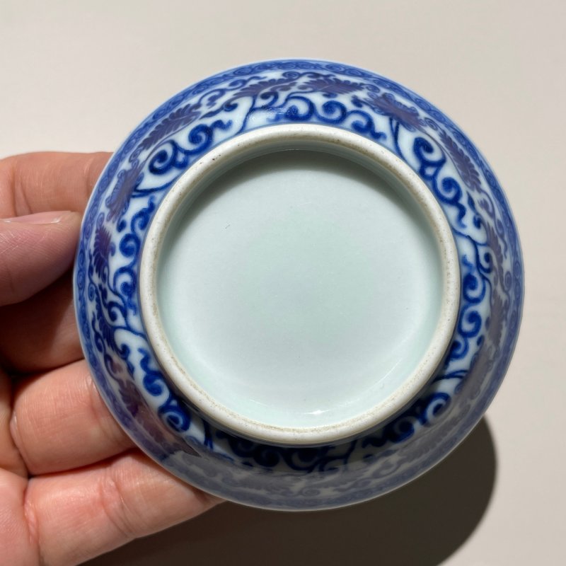 清乾隆 青花缠枝莲纹小香碟 - 图4