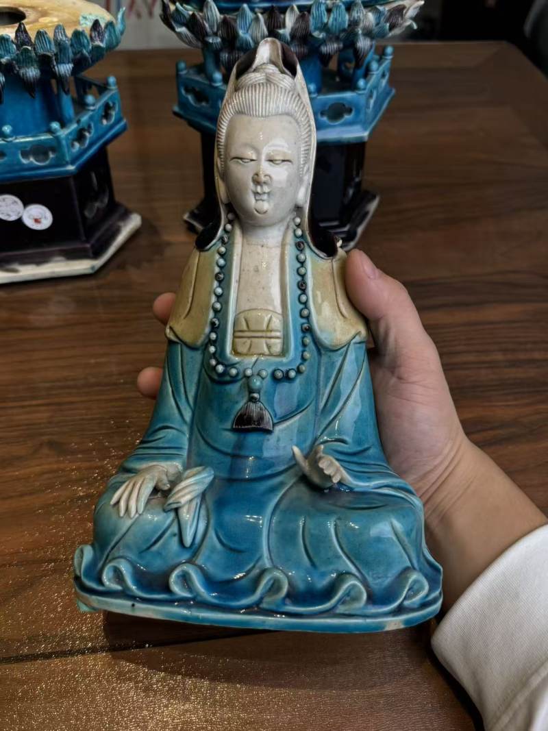 清早期 珐华观音座象一对 - 图3