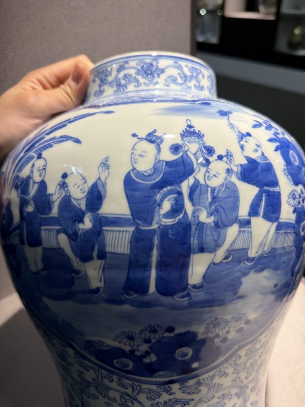 清 铁线描开窗婴戏大罐 - 图8