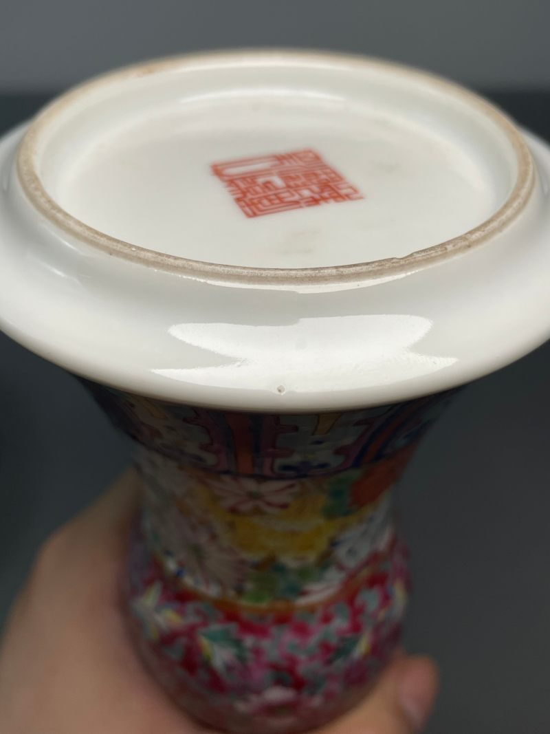清晚期  百花不落地花觚 - 图30