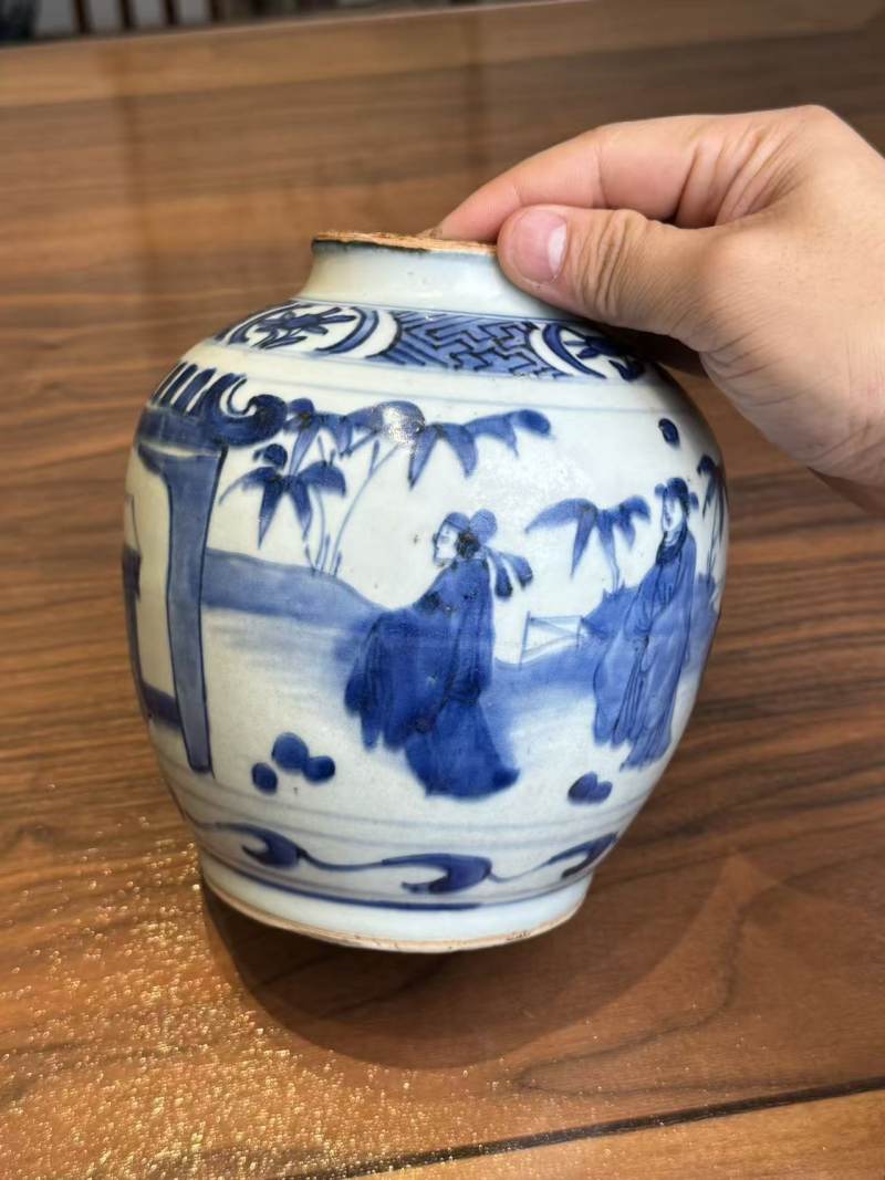 明天启 青花五子登科罐 - 图3