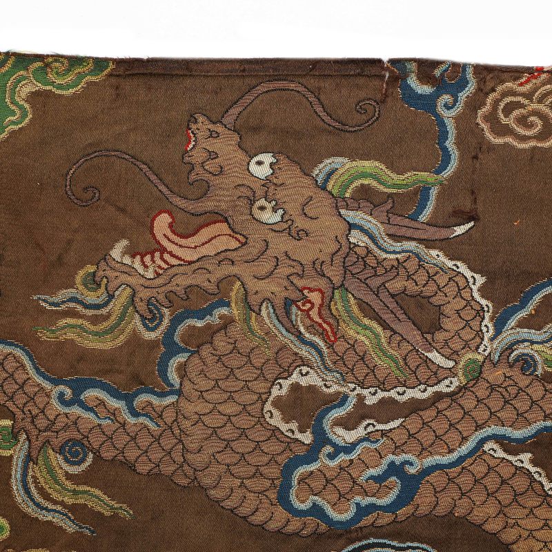 清 沉香色妆花龙纹饰片 - 图2