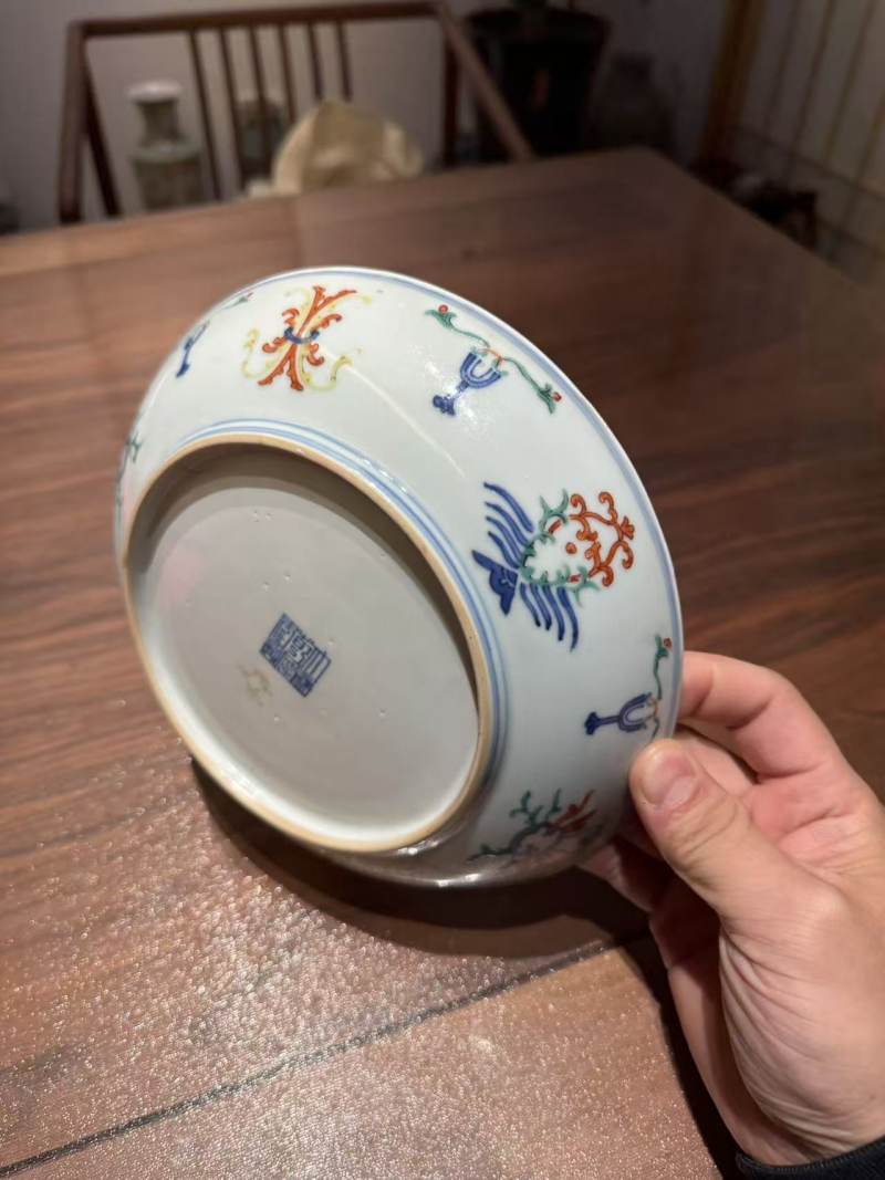 清乾隆 斗彩忍冬纹盘 - 图4