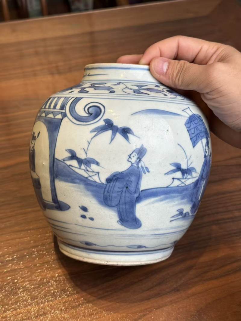 明天启 青花五子登科故事罐 - 图3