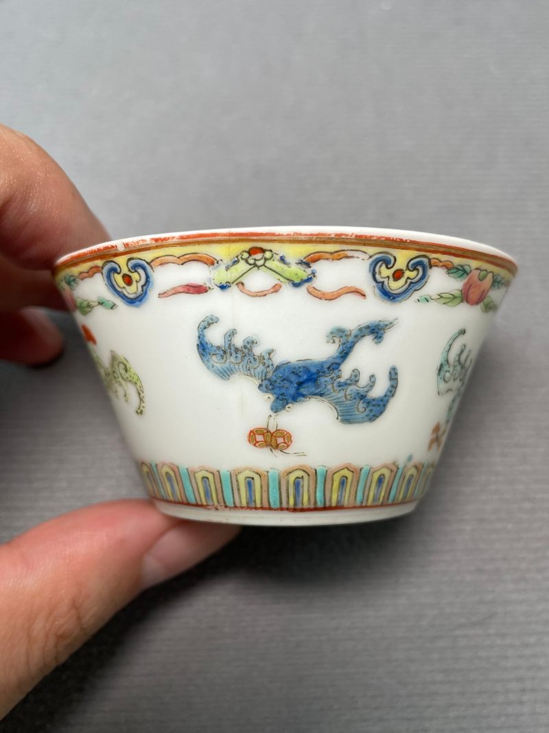 清道光 粉彩福寿纹马蹄杯 - 图7