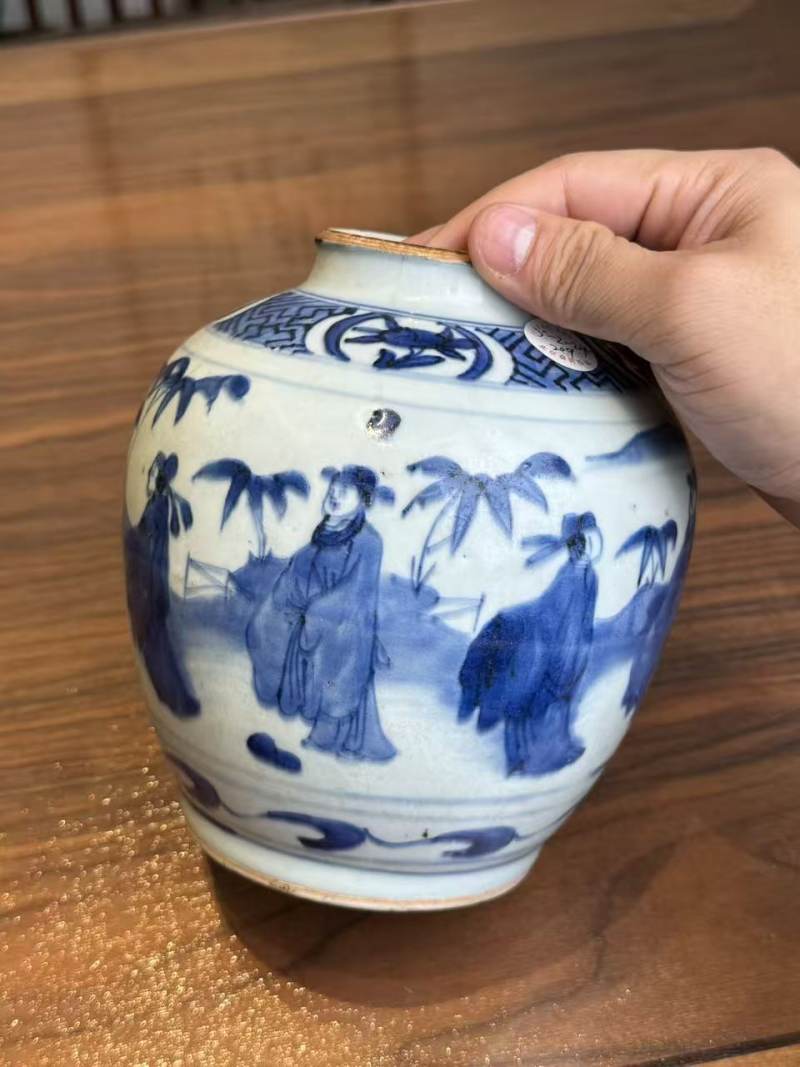 明天启 青花五子登科罐 - 图6
