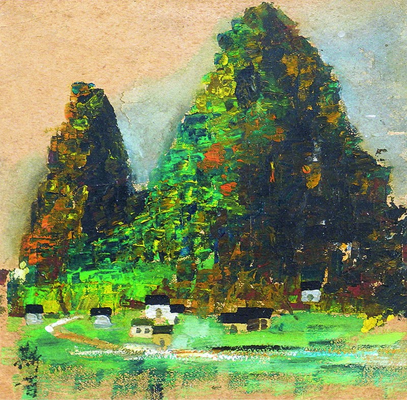 吕斯百 山水油画连框 - 图1