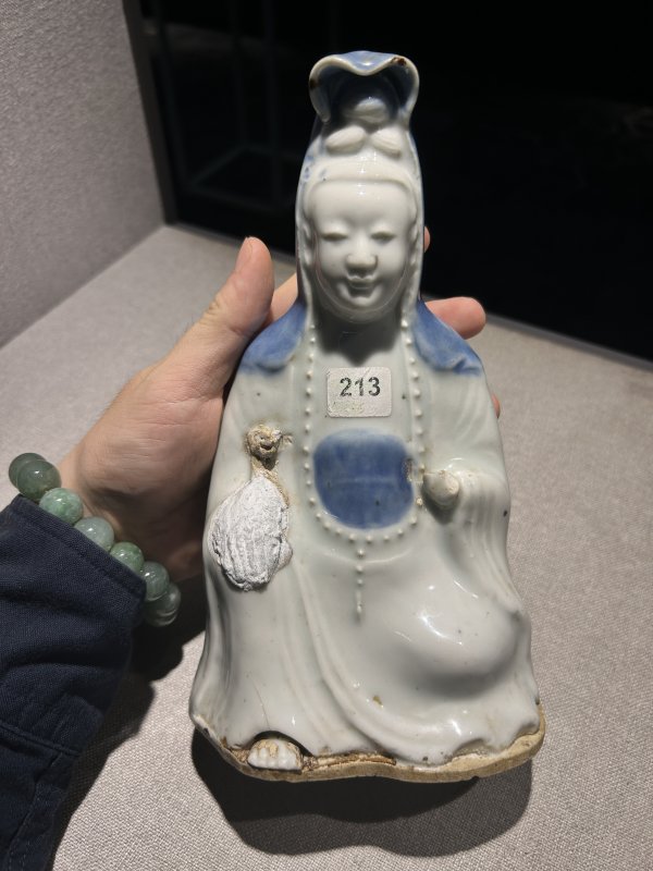 清 青花及粉彩瓷塑一组 - 图3