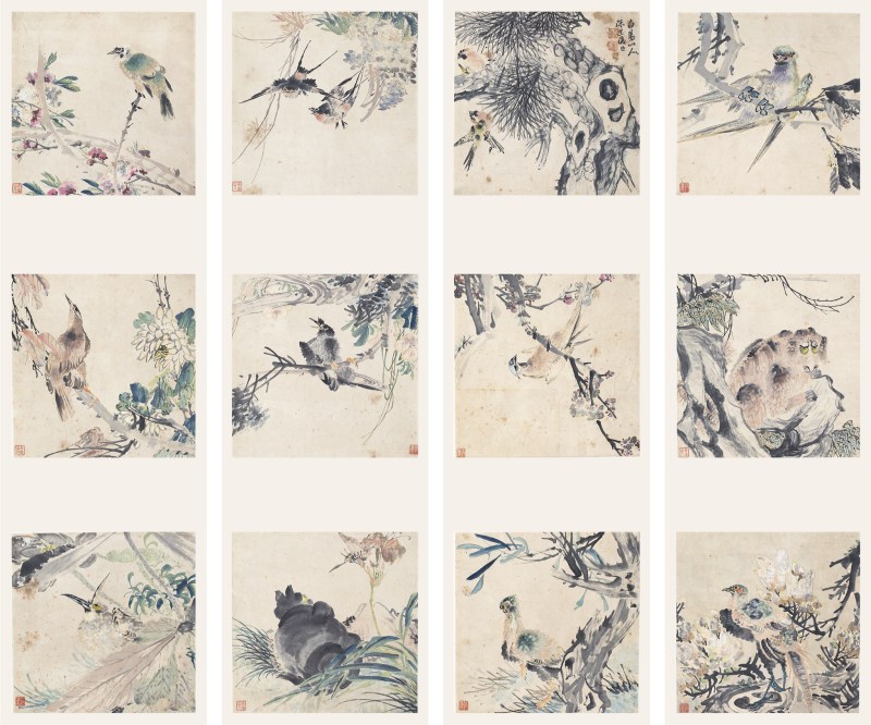 陈道复（款） 花鸟三挖