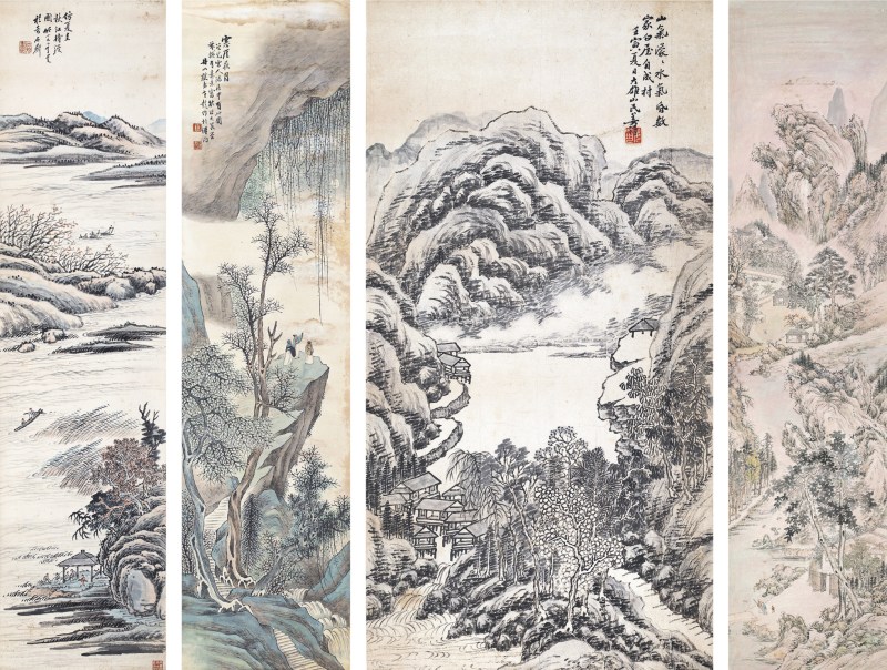 佚名 山水；姜筠 山水；彭旸 山水；竹君 山水