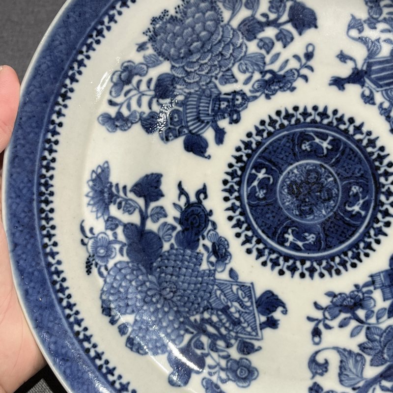 清乾隆青花花卉盘 - 图6