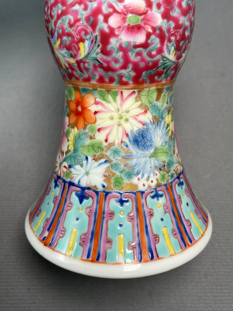 清晚期  百花不落地花觚 - 图20