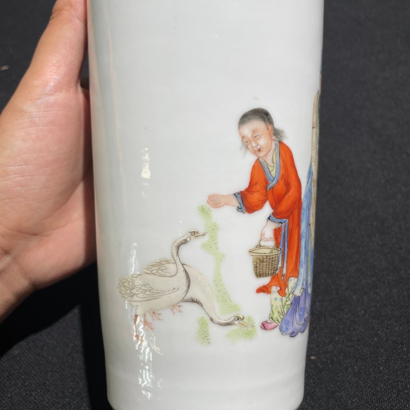 民国 粉彩羲之爱鹅图瓶 - 图6