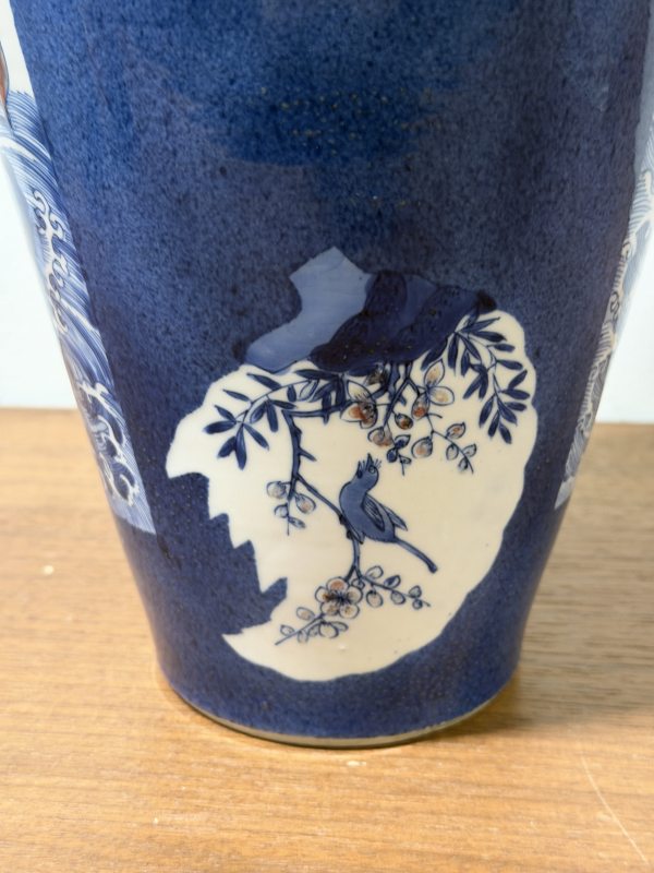 清康熙 洒蓝釉开光青花釉里红麒麟纹瓶（一对） - 图17