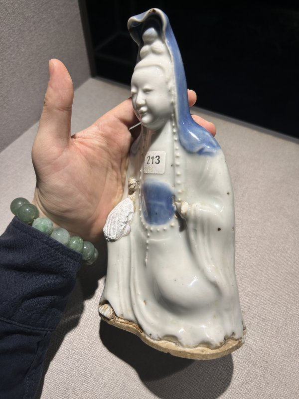 清 青花及粉彩瓷塑一组 - 图5