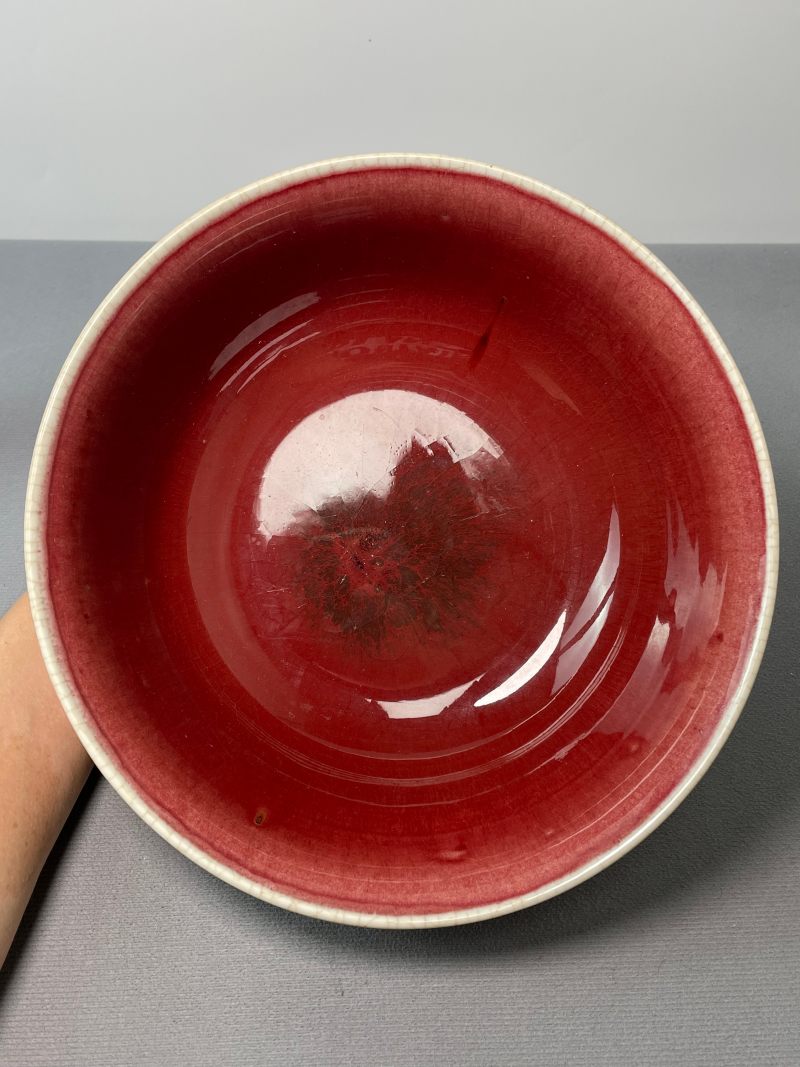 清乾隆 郎窑红釉撇口碗 - 图3