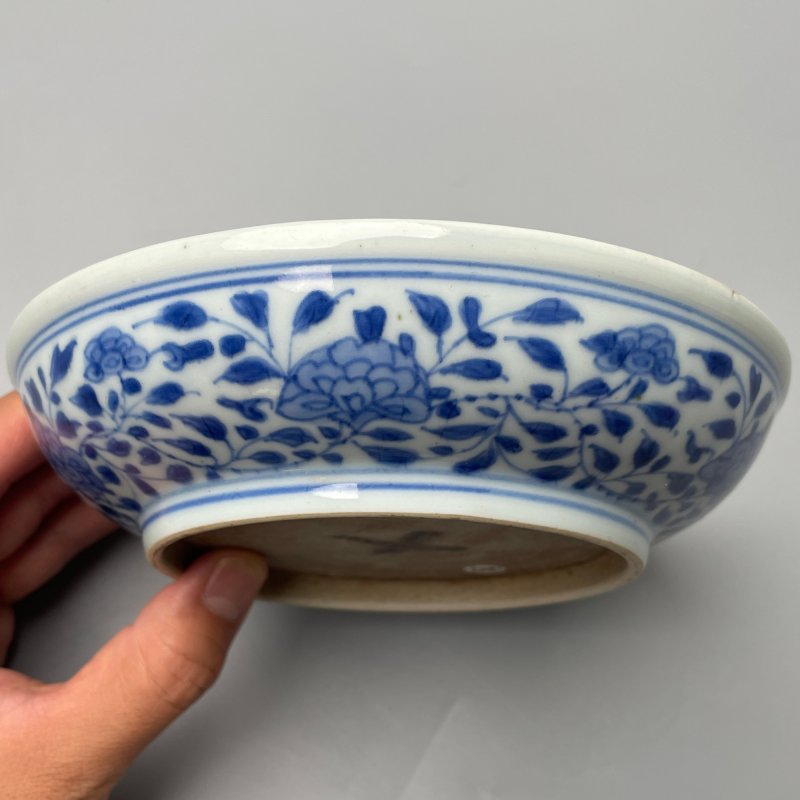 清雍正 青花一束莲纹盘 - 图4