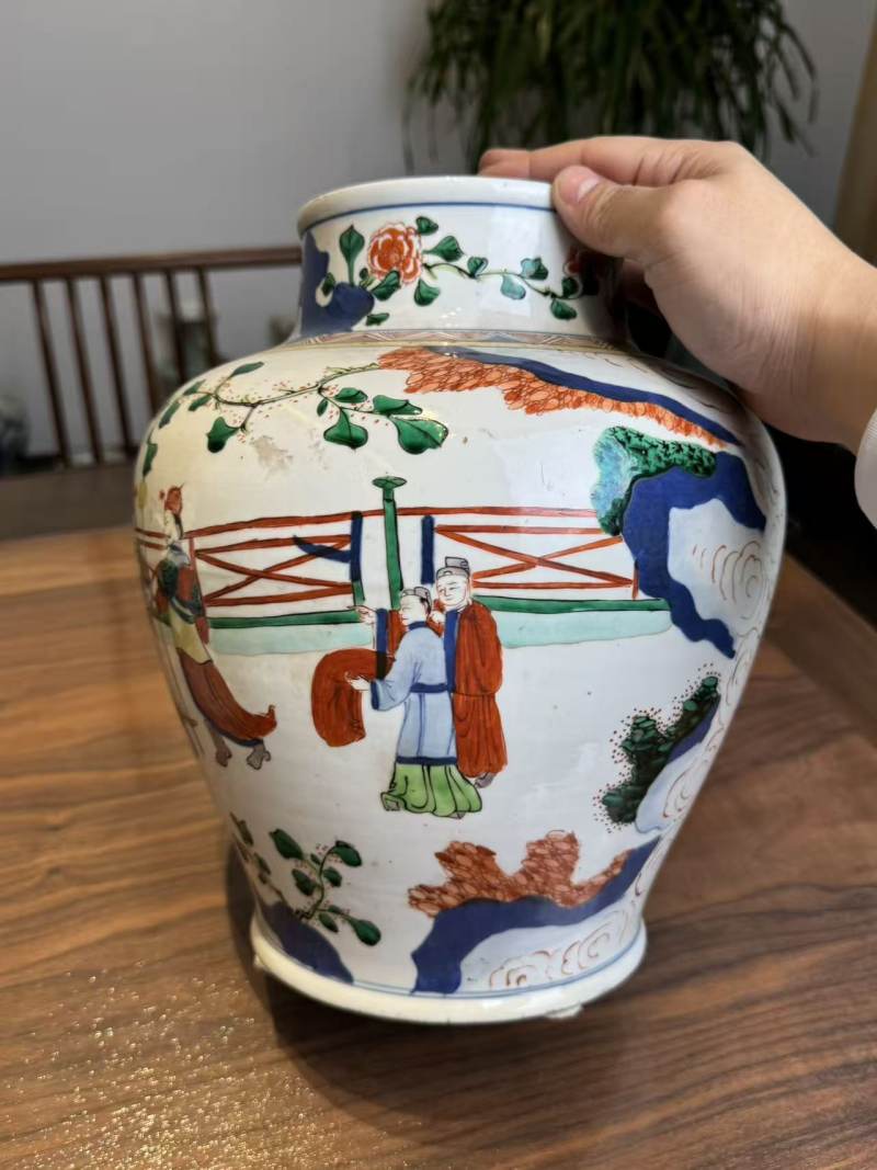 清晚期 五彩庭院雅集人物罐 - 图6