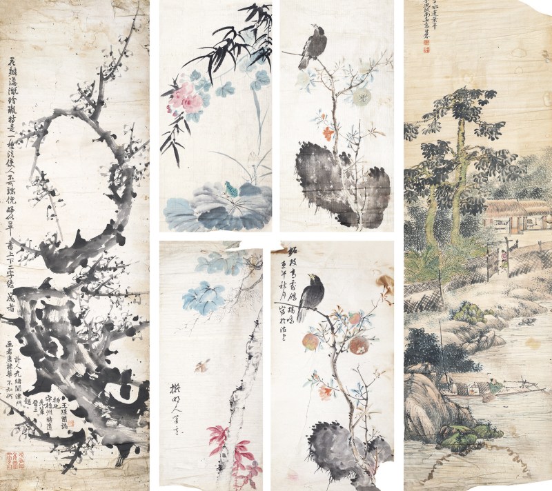 王相治 山水人物；佚名 花鸟；唐棣华 梅花