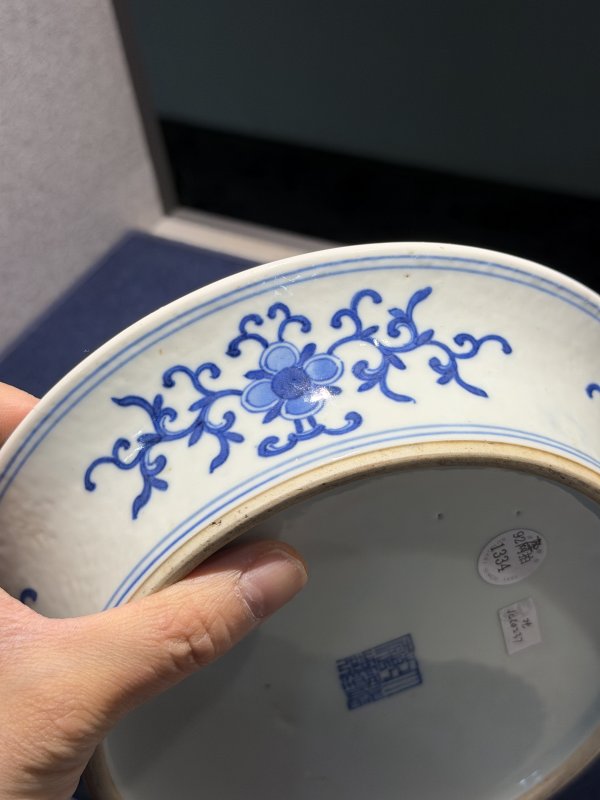 清 青花八宝纹花盆连托 - 图8