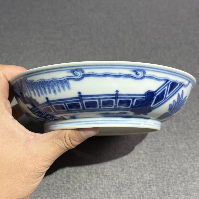 清道光庭院婴戏纹盘 - 图7