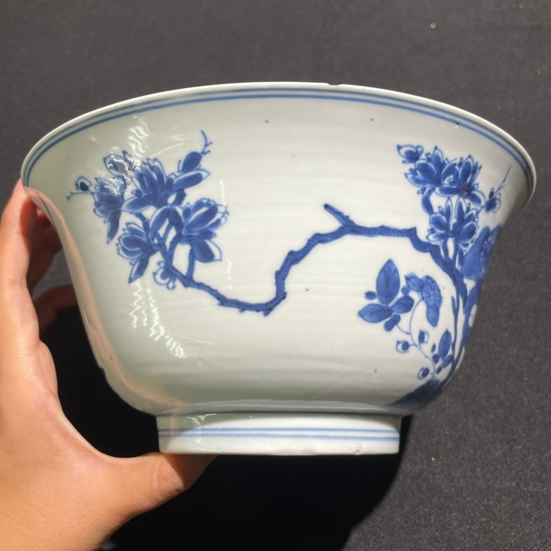 清康熙 青花锦鸡牧丹图碗 - 图5