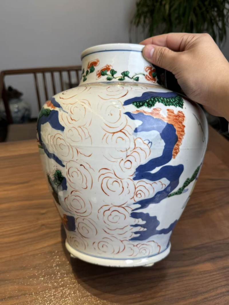 清晚期 五彩庭院雅集人物罐 - 图7