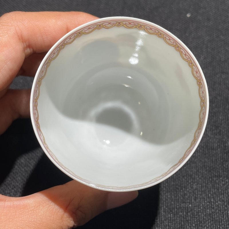 民国 粉彩描金百蝶纹铃铛杯 - 图6
