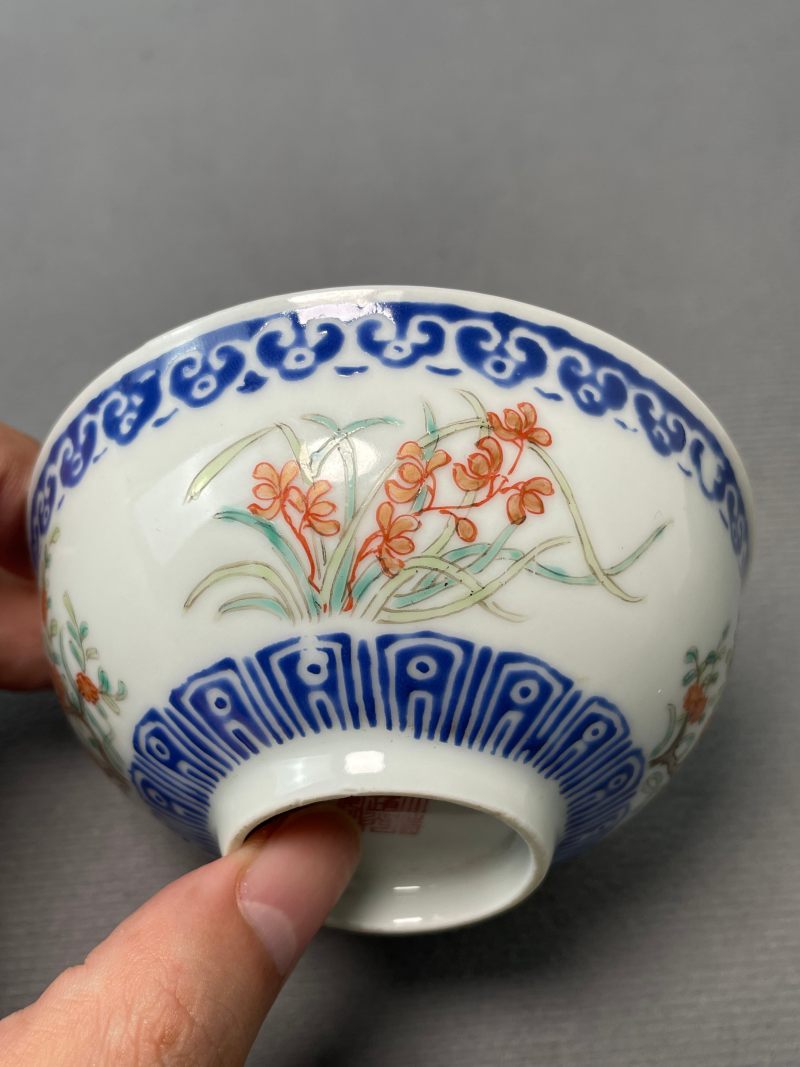 民国 料彩花卉纹茶圆 - 图7