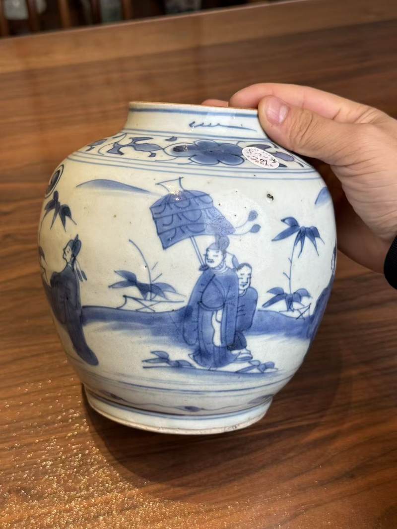 明天启 青花五子登科故事罐 - 图4