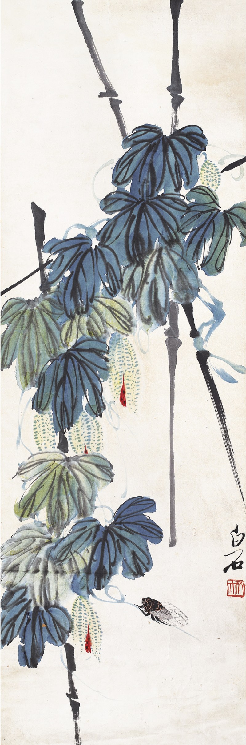 齐白石（款） 花卉草虫