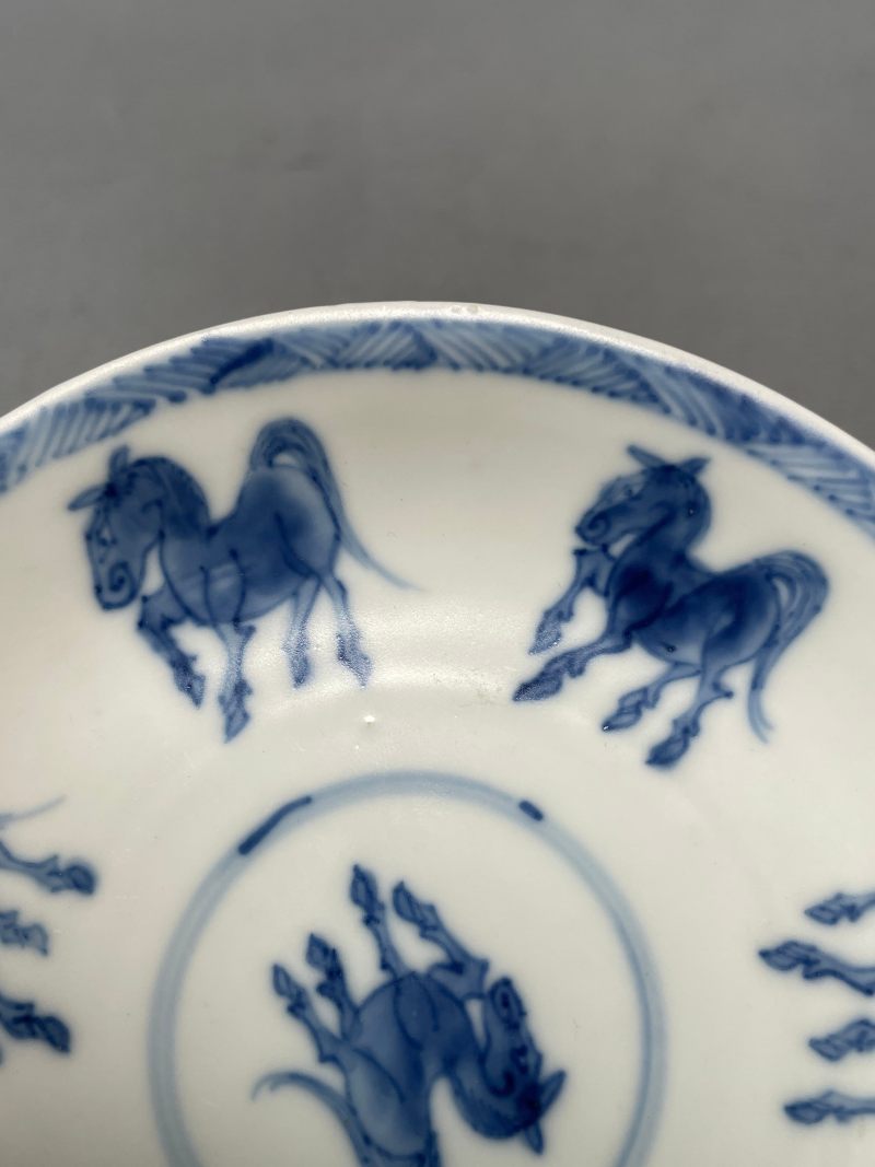 清康熙 青花骏马图杯碟一套 - 图6