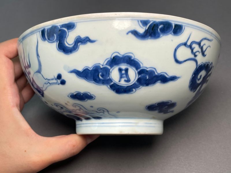 清雍正 青花海马纹大碗 - 图8