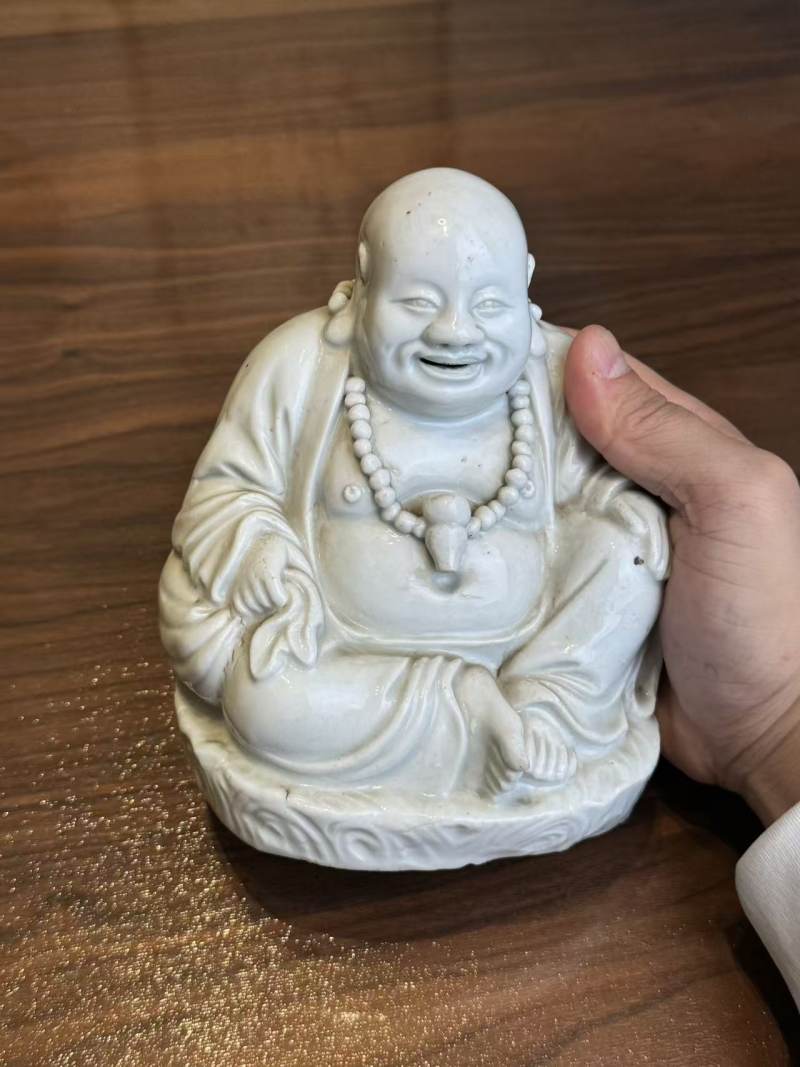 清晚期 白釉弥勒佛 - 图2