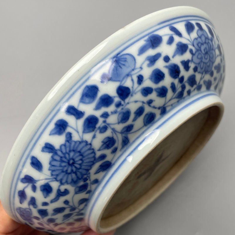 清雍正 青花一束莲纹盘 - 图6