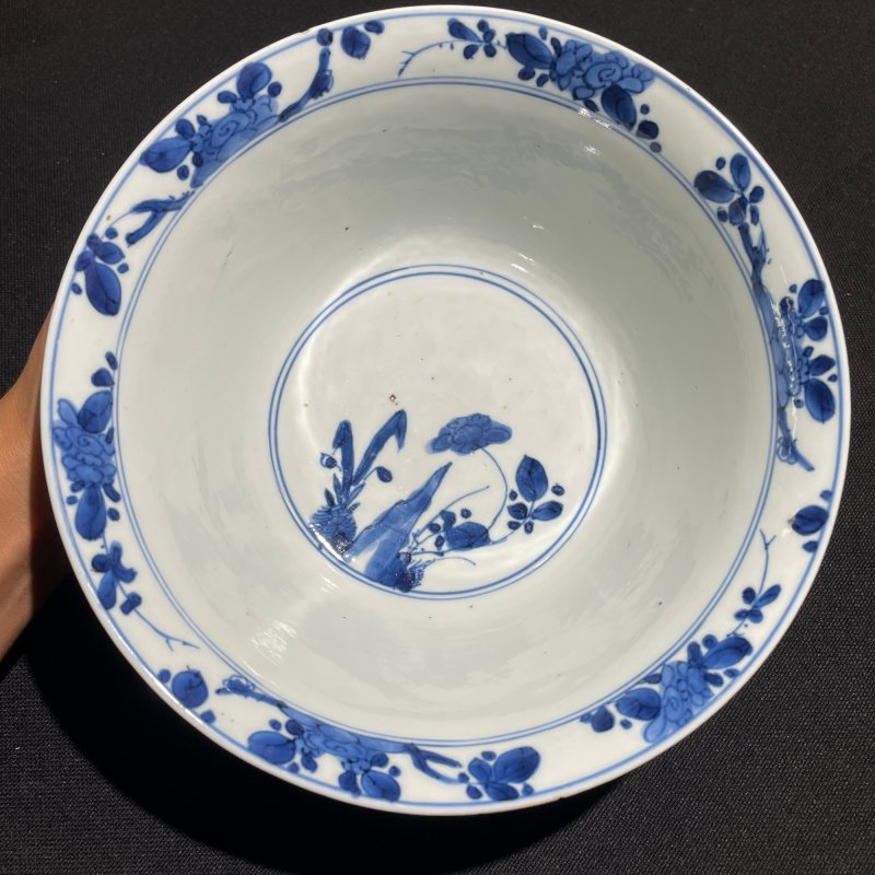 清康熙 青花锦鸡牧丹图碗 - 图6
