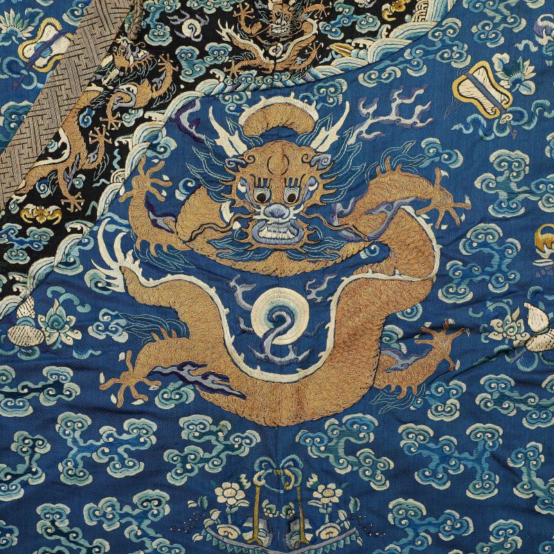 清晚期 盘金彩绣龙纹吉服袍 - 图4